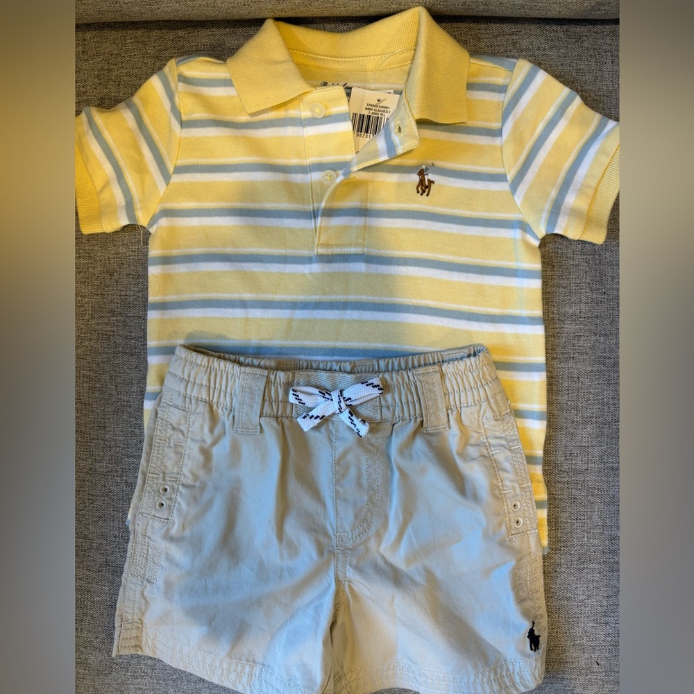 RALPH LAUREN matching polo and shorts for Infant brand new with tags!! Size 12M.